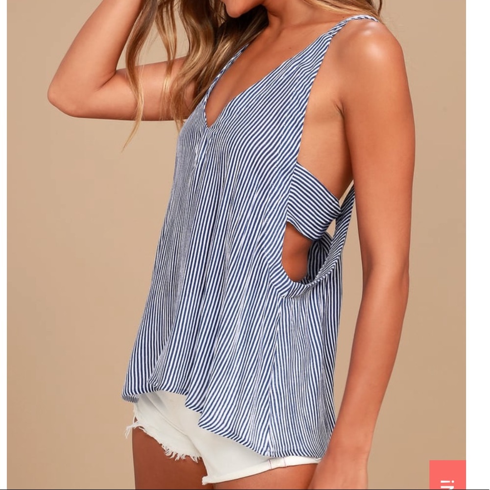 🌺HP🌺 Adrift Navy Blue and White Striped Tank Top